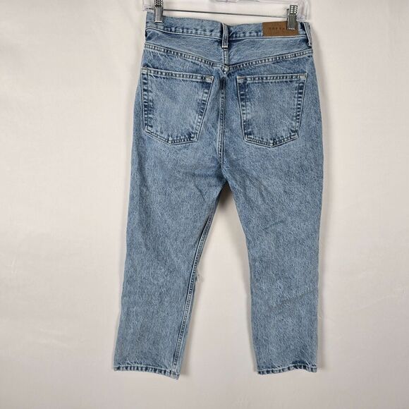 Topshop Blue Jeans Women's 28 Straight Leg Relaxed Distressed Button Fly - Picture 6 of 16
